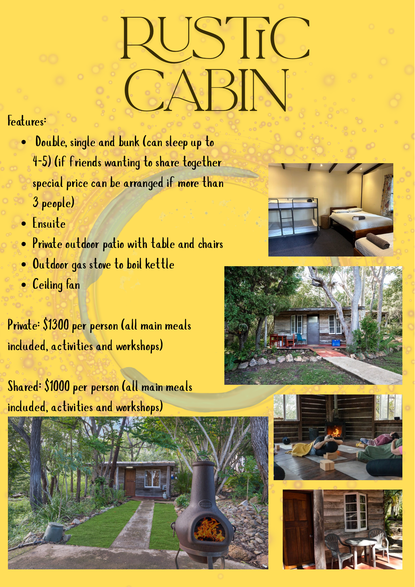 AWAKEN YOUR INNER GUIDE - Ley line workshop weekend PRIVATE DELUXE CABIN