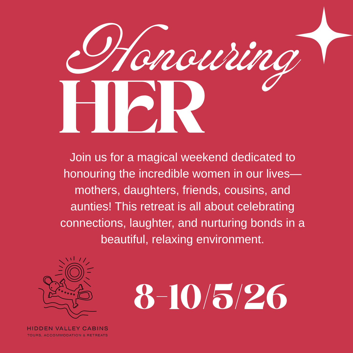 Honouring Her: A weekend retreat for women RUSTIC CABIN - QUAD PRICE