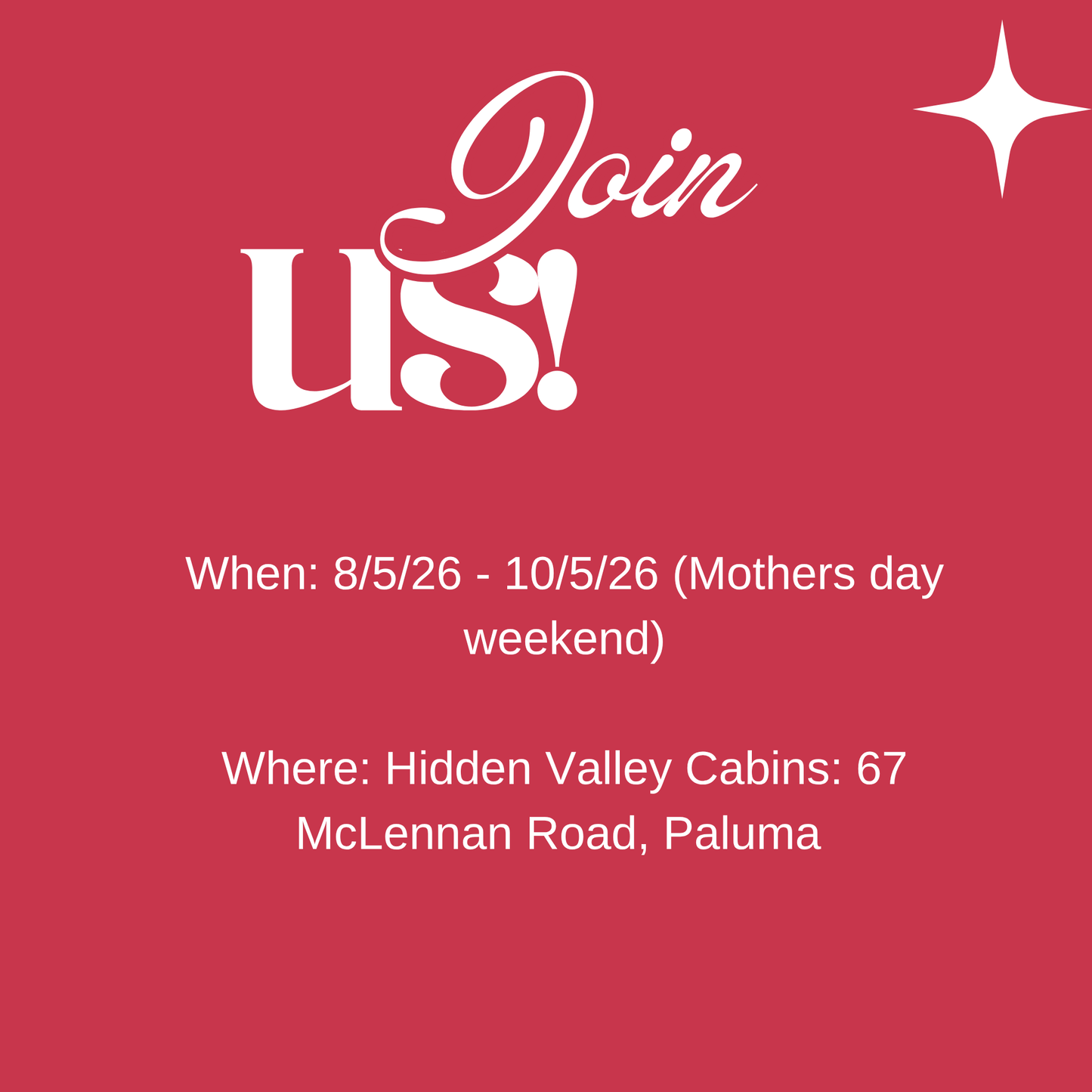 Honouring Her: A weekend retreat for women RUSTIC CABIN - QUAD PRICE